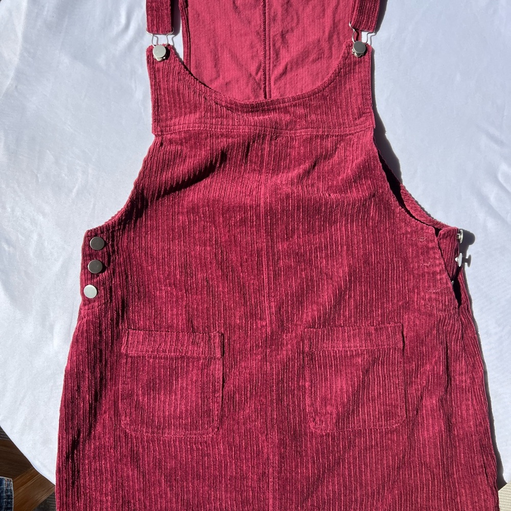 Adorable Burgundy Corduroy Overall Skirt